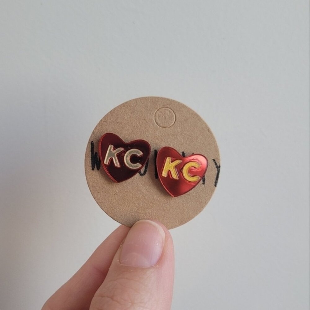 Willow May Metallic Red and Gold KC Stud Earrings